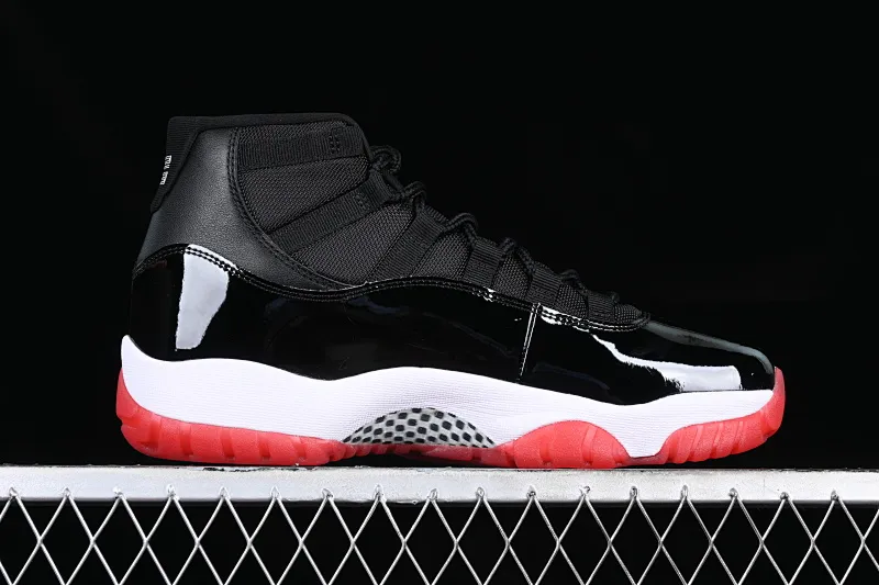 All categories Air Jordan Jordan series basketball shoes Air Jordan 11 OG version Air Jordan 11 "Bred" AJ11 Joe 11 patent leather black and red first year replica high-top basketball shoes 378037-061
